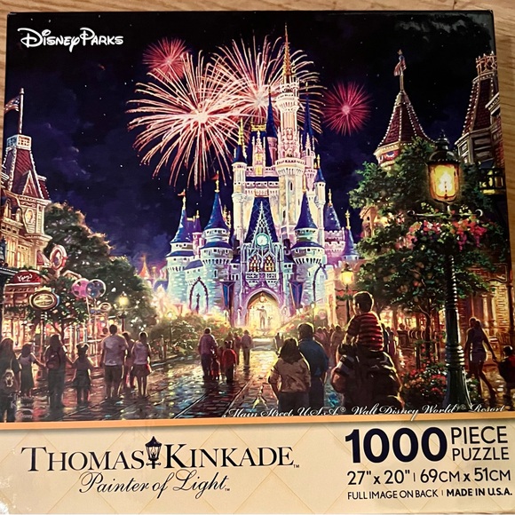 Disney Thomas Kinkade Main Street U.S.A. Enchanted Castle Puzzle. Gold and White - Picture 1 of 6